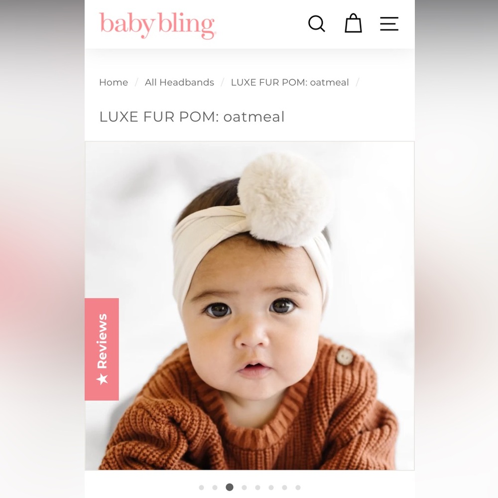 Baby bling Pom Pom headband- oatmeal